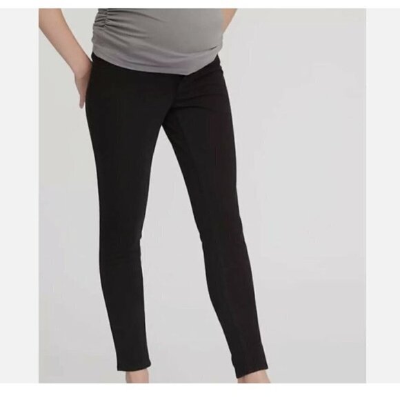 Old Navy Black ROCKSTAR Skinny Maternity Jeans Size 4 SHORT Under Belly Panel - Picture 1 of 3
